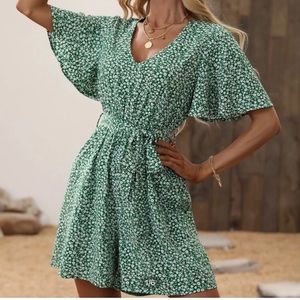 Green floral SHEIN romper